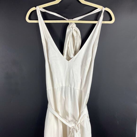Saunders Collective Halter Dress White Linen Open Back Self Tie Sleeveless Sz‎ 0 - Picture 7 of 16